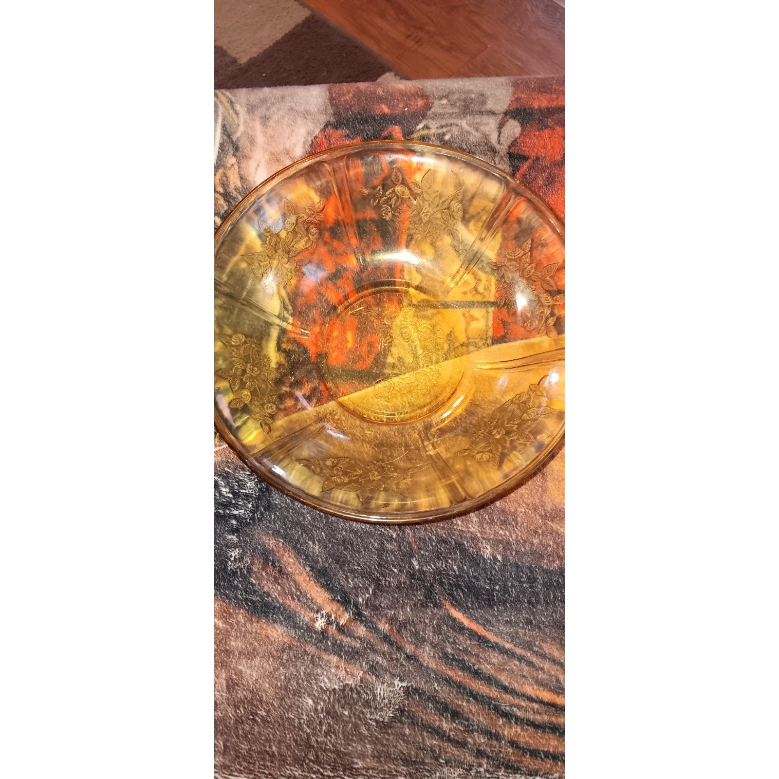 Amber Depression Glass Sharon Large Berry Bowl