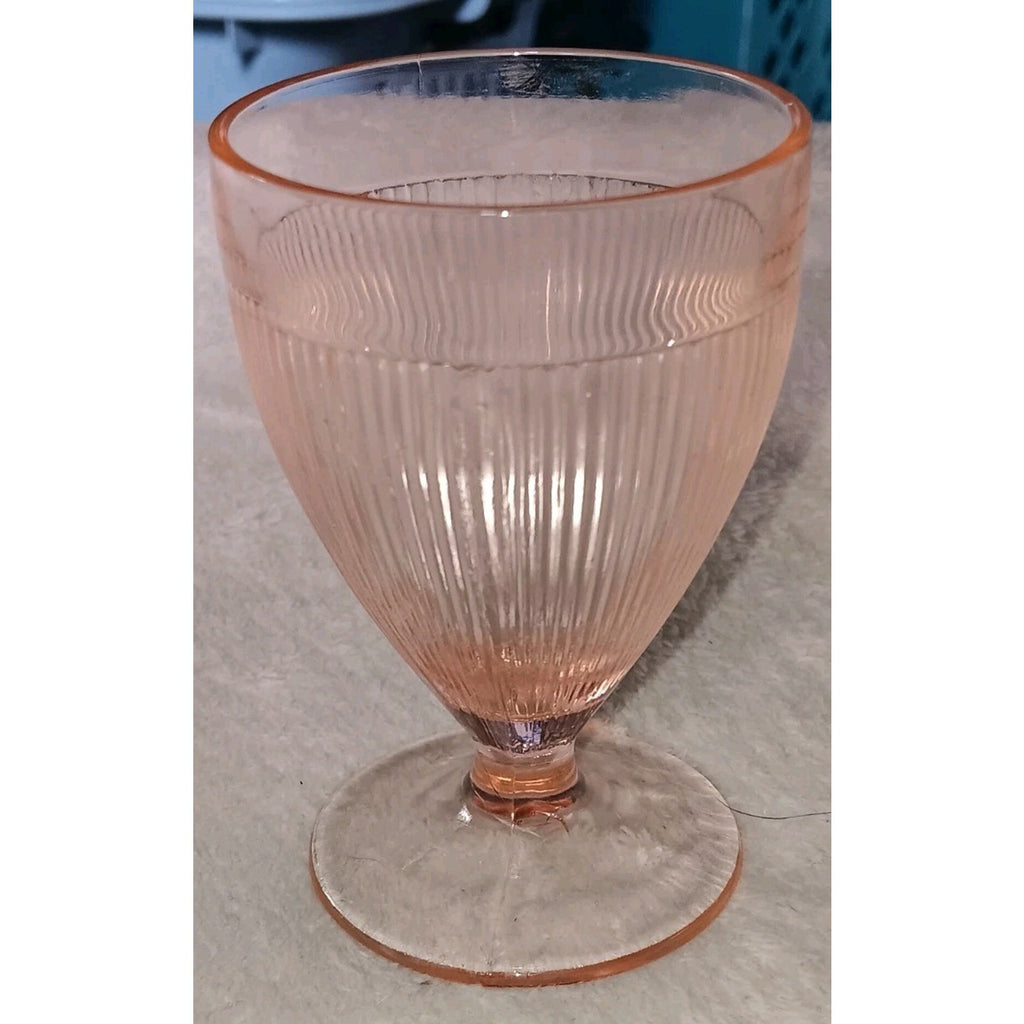 Homespun Pink Footed Juice Tumbler Jeanette Depression Glass Vintage