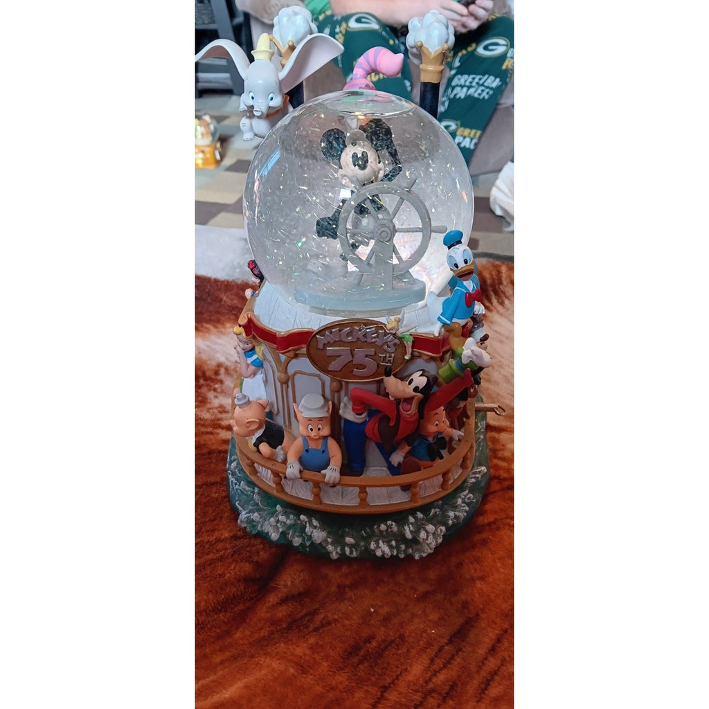 Disney Mickey's 75th Anniversary Steamboat -Mickey Mouse March Musical Snowglobe