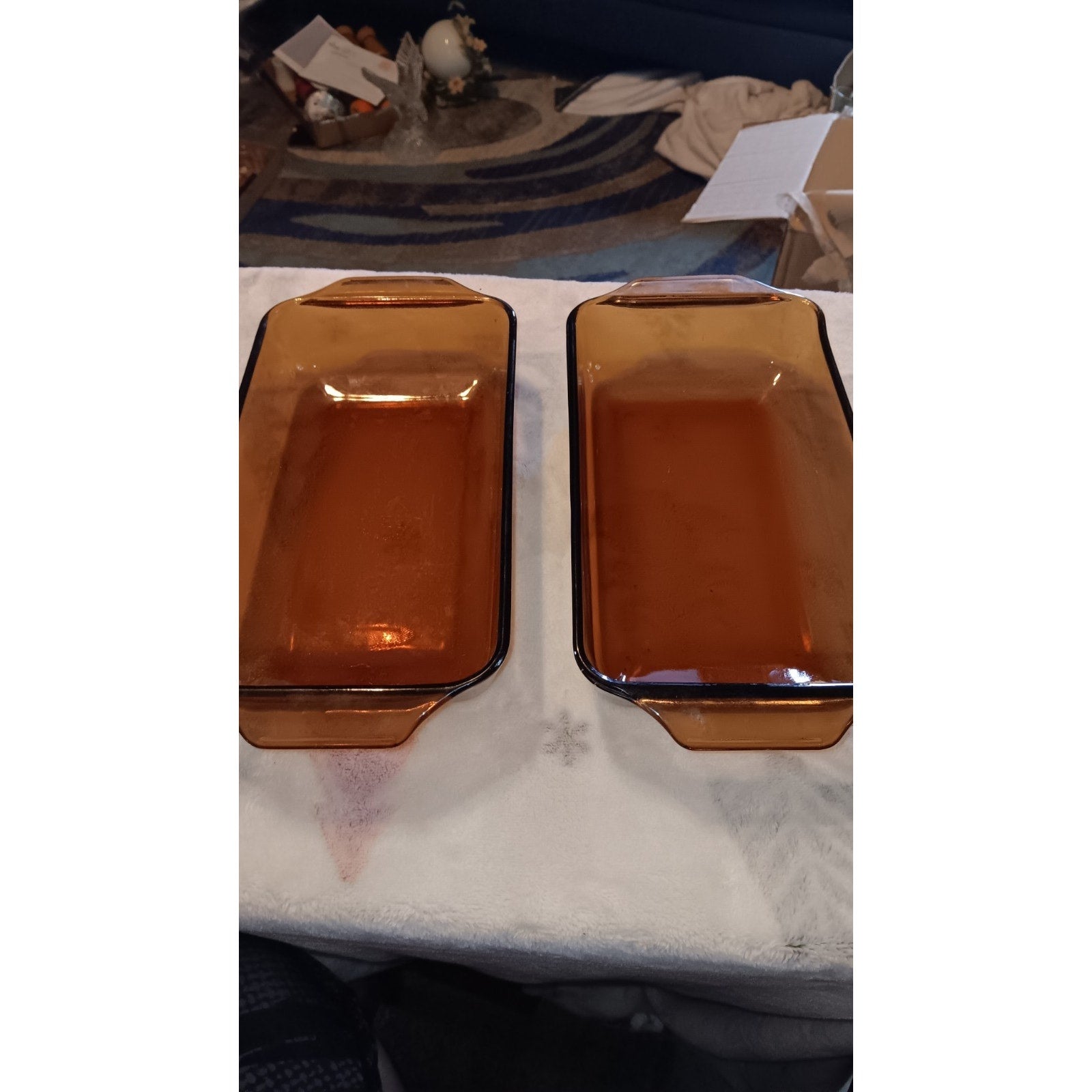 2 Anchor Hocking #427 Amber Baking Dish Loaf Pans Lot Of 2 Great Condition