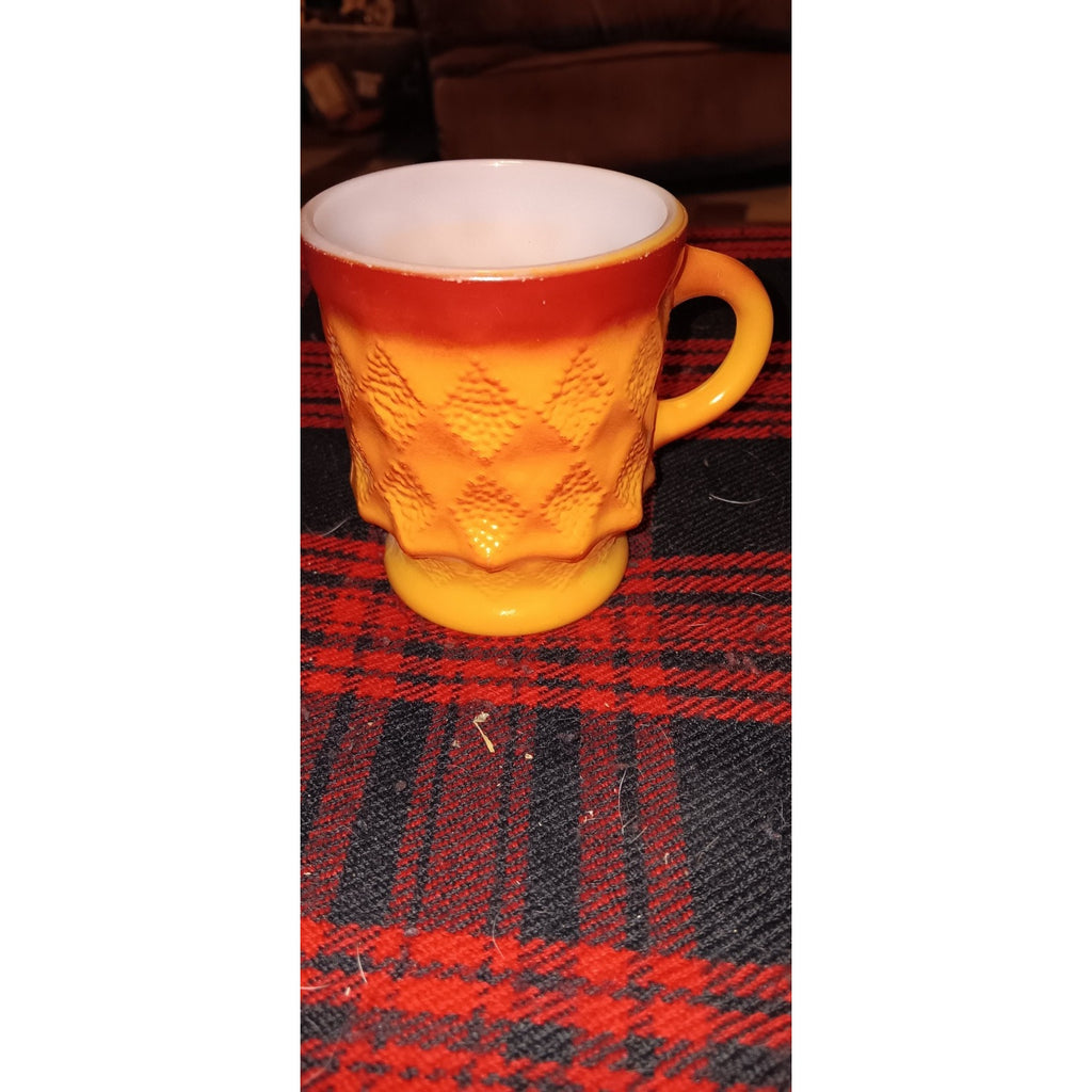 Vintage Fire King Anchor Hocking Coffee Mug Cup Kimberly Diamond Orange
