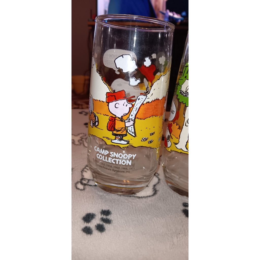 Complete Set Of (5) Vintage Camp Snoopy McDonalds Promo Glasses Nice 1983