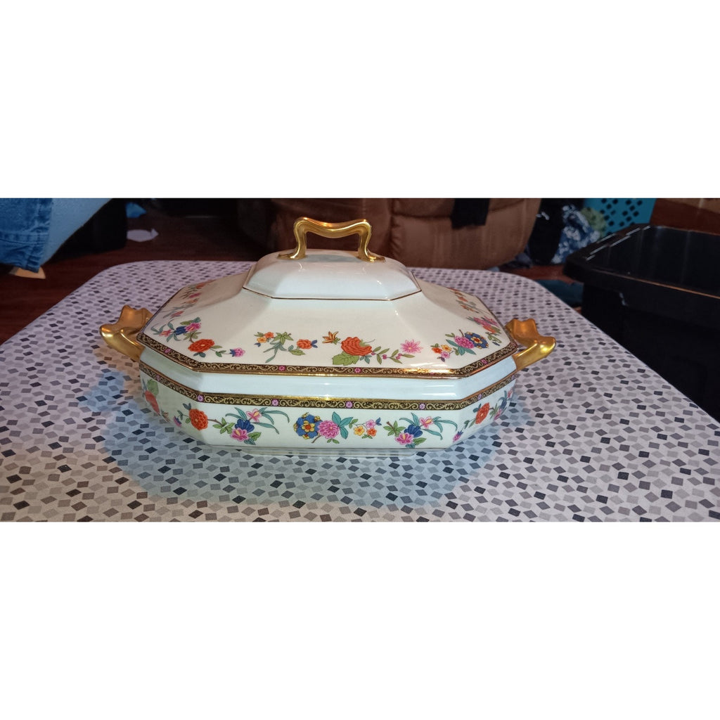 Vintage Johann Haviland Bavaria 10601 28 8-sided oval casserole with Lid Rare
