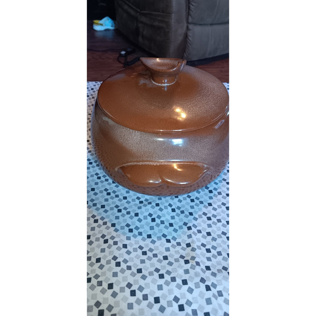Vintage Frankoma Pottery Bean Pot With lid # 4W Plainsman Brown Casserole