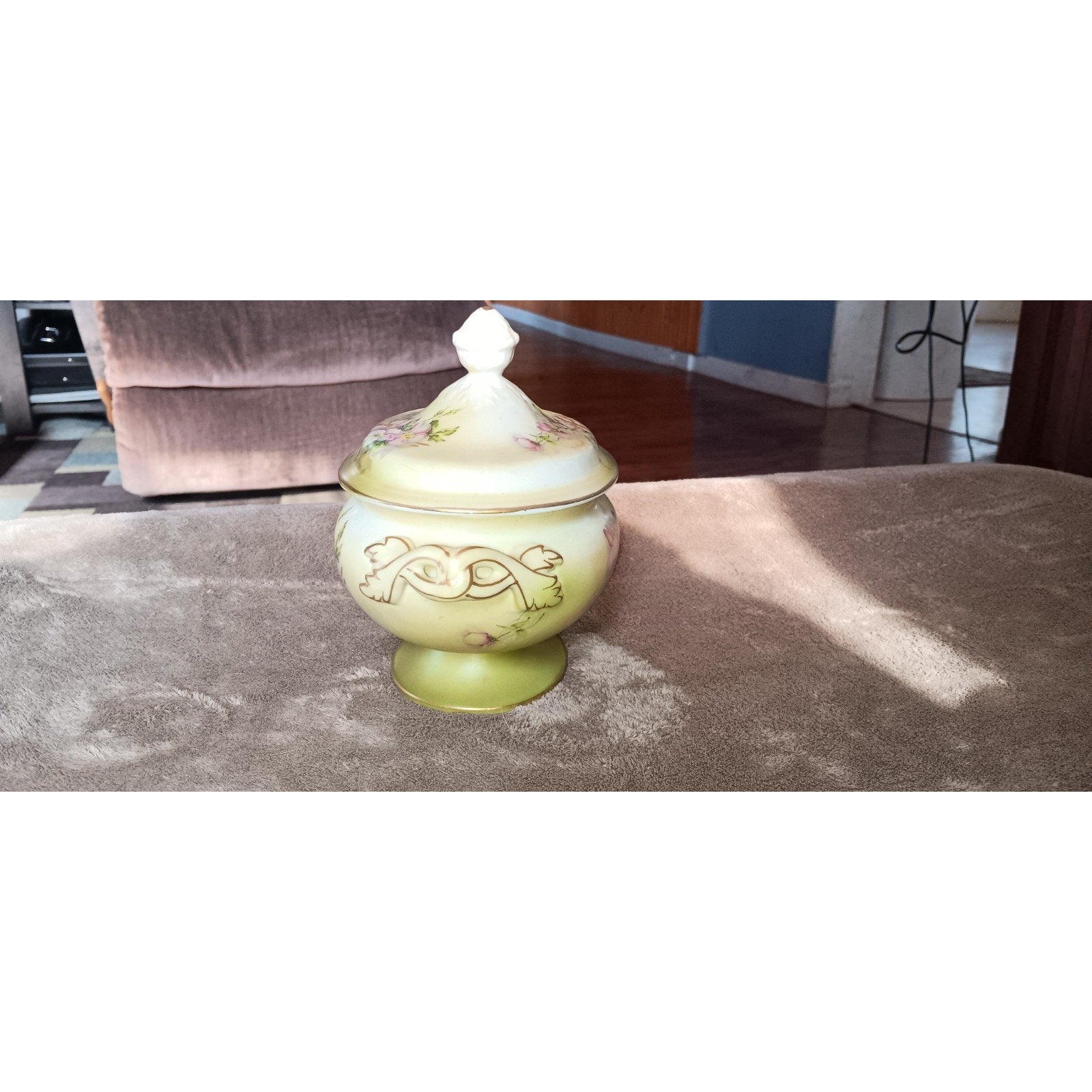 Gorgeous Antique Hand Painted Nippon Porcelain BOWL w/ LID Floral Tureen