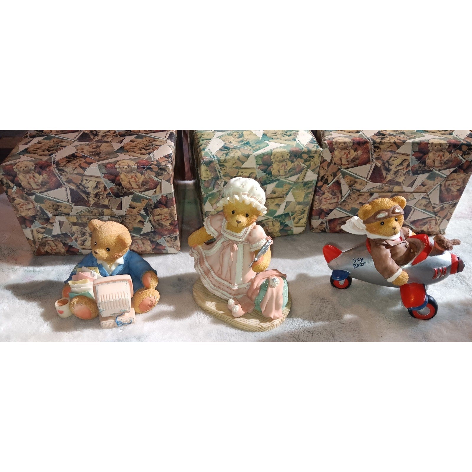 Lot Of 3 Cherished Teddies Figurines Terry, Collette, And Chad In Great Shape