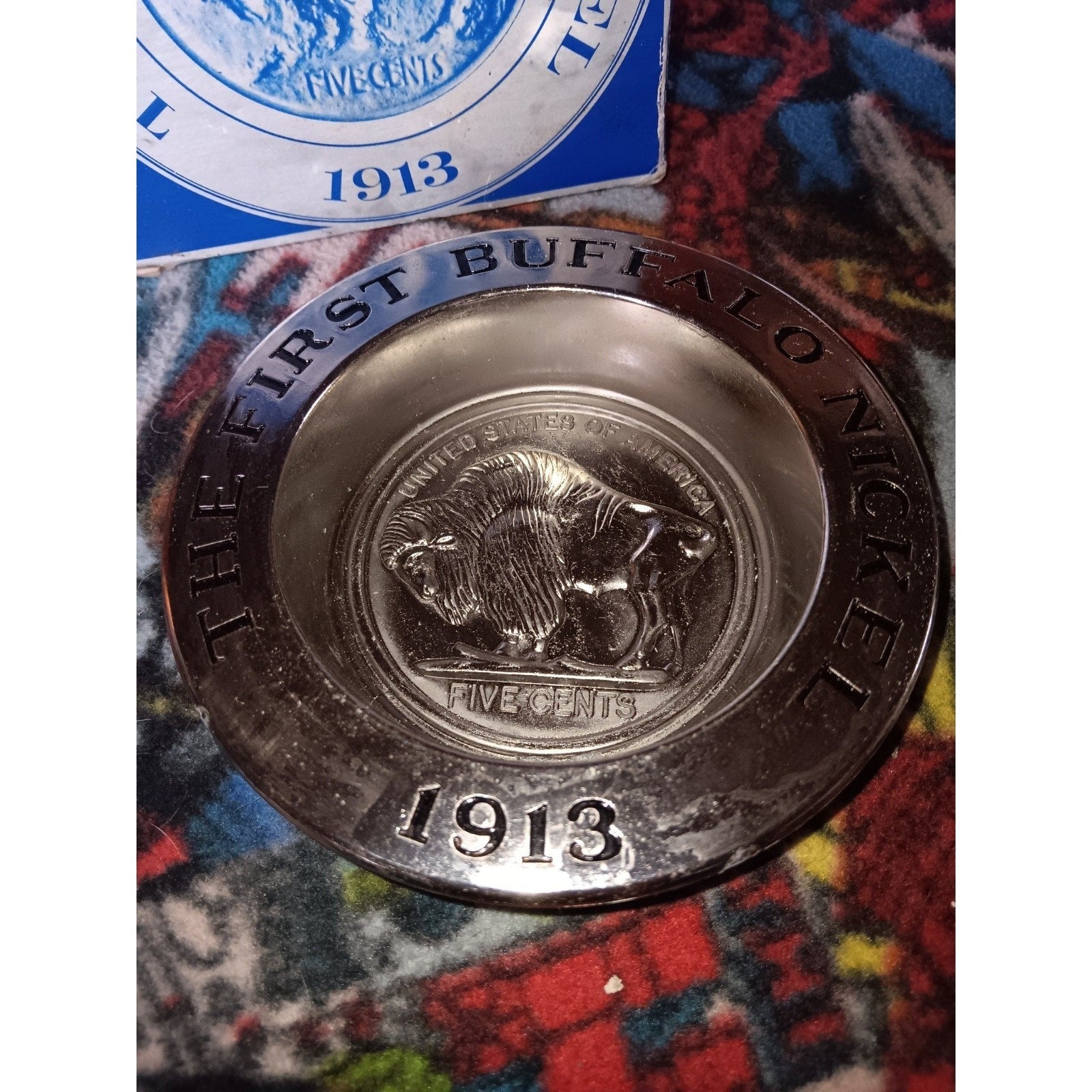 VTG AVON The First Buffalo Nickel 1913 USA Clint Soap & Metal Dish For Men 5"