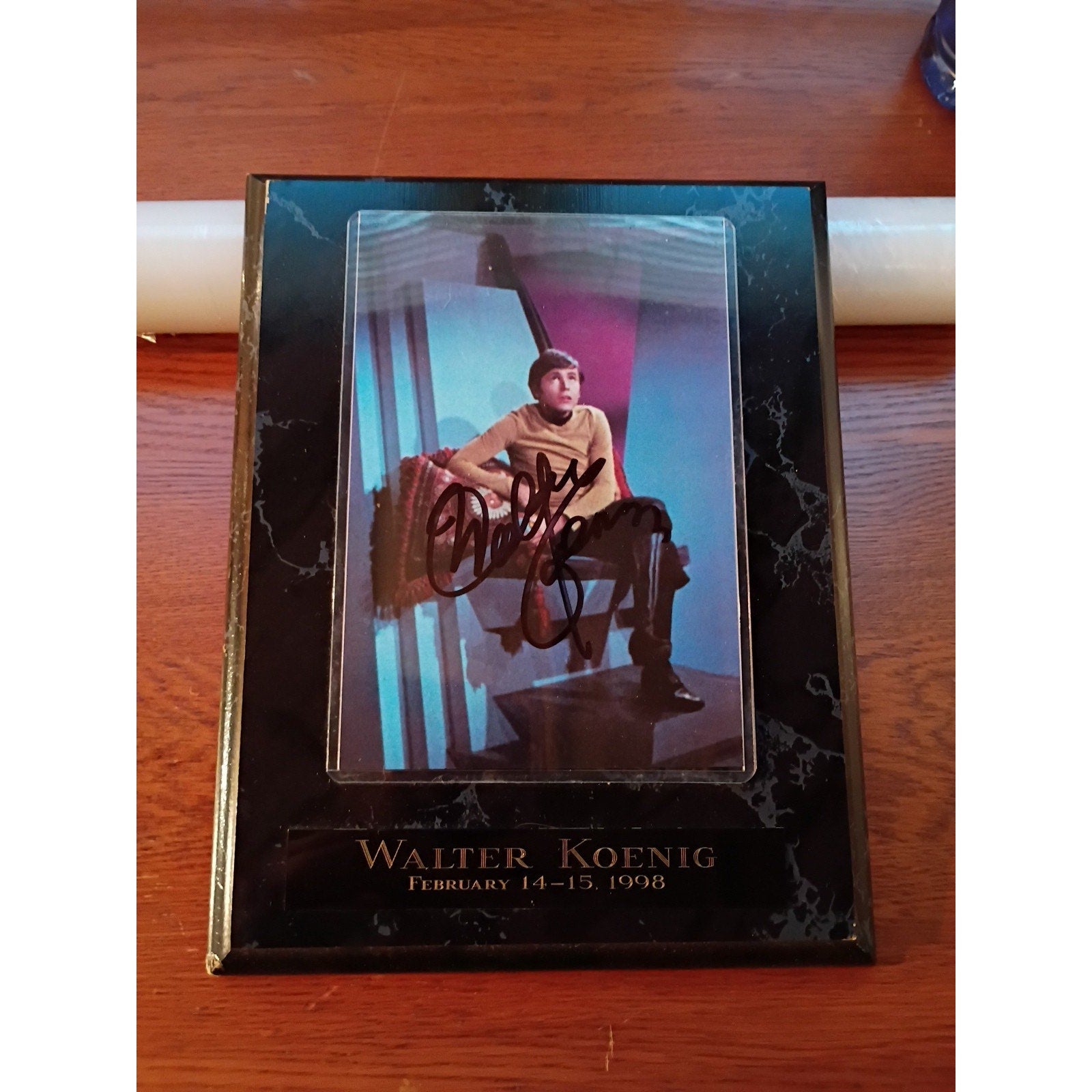 WALTER KOENIG SIGNED AUTOGRAPH 4x6 PHOTO On 9x7 Plaque CHEKOV STAR TREK TOS