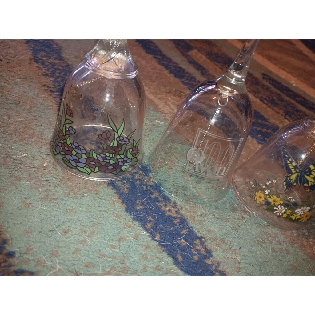 Avon Bell Butterfly & Floral 1990 Vintage Glass Over 24% Full Lead Crystal Bell