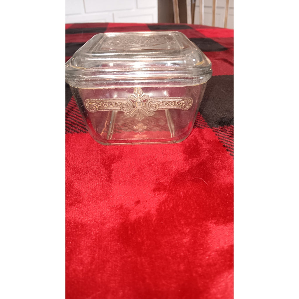 Vintage Fire King Clear Glass Refridgerator Dish w/ Lid