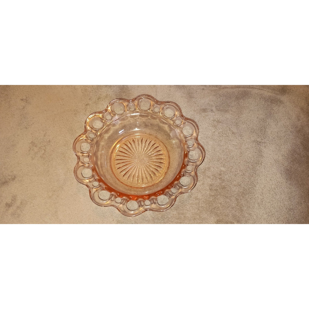 Anchor Hocking Depression Glass Pink Lace Edge (Old Colony) 6 3/4” Bowl