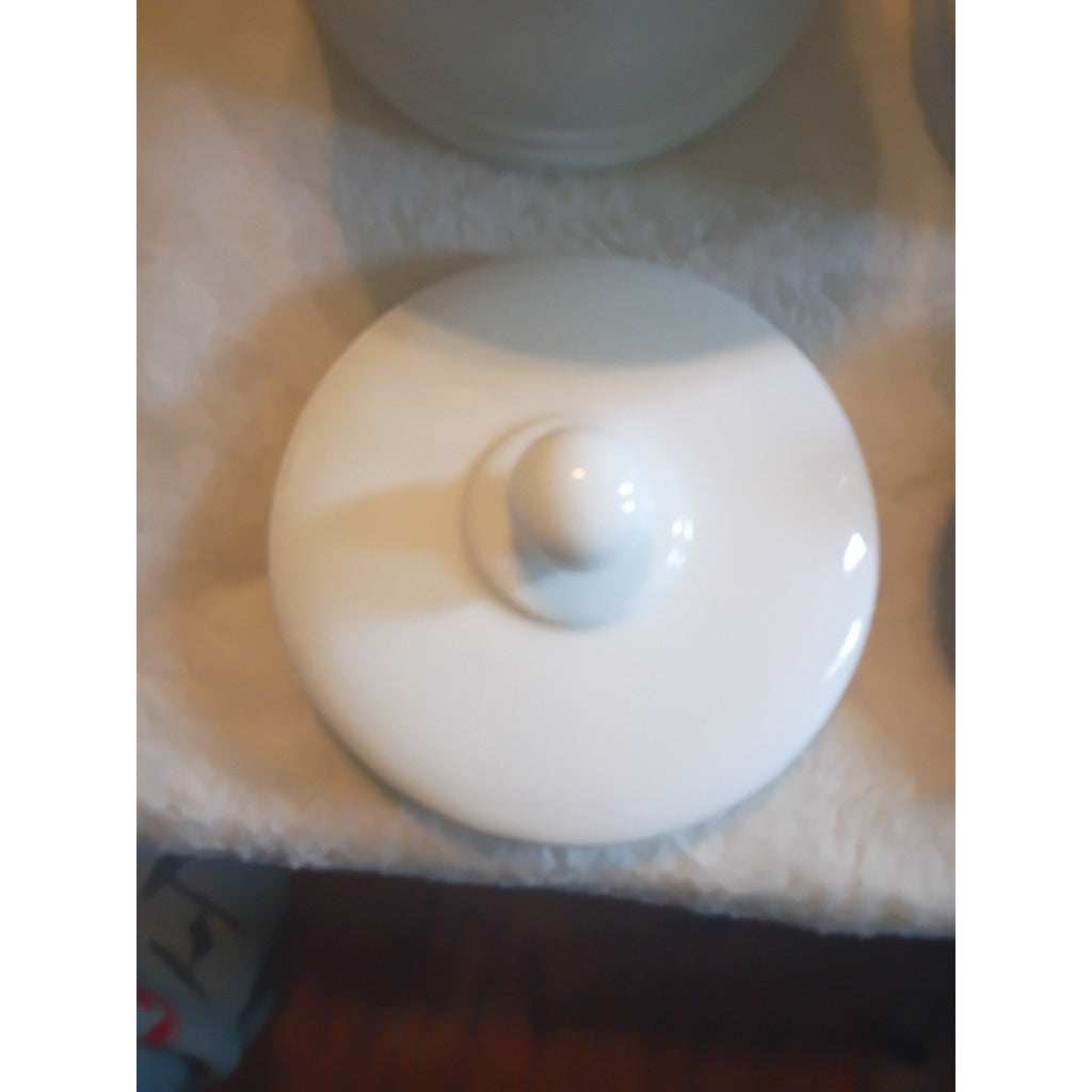 Fitz And Lloyd Milk White Canister Set Of 3 No1,2,3 With Lids Complete Set