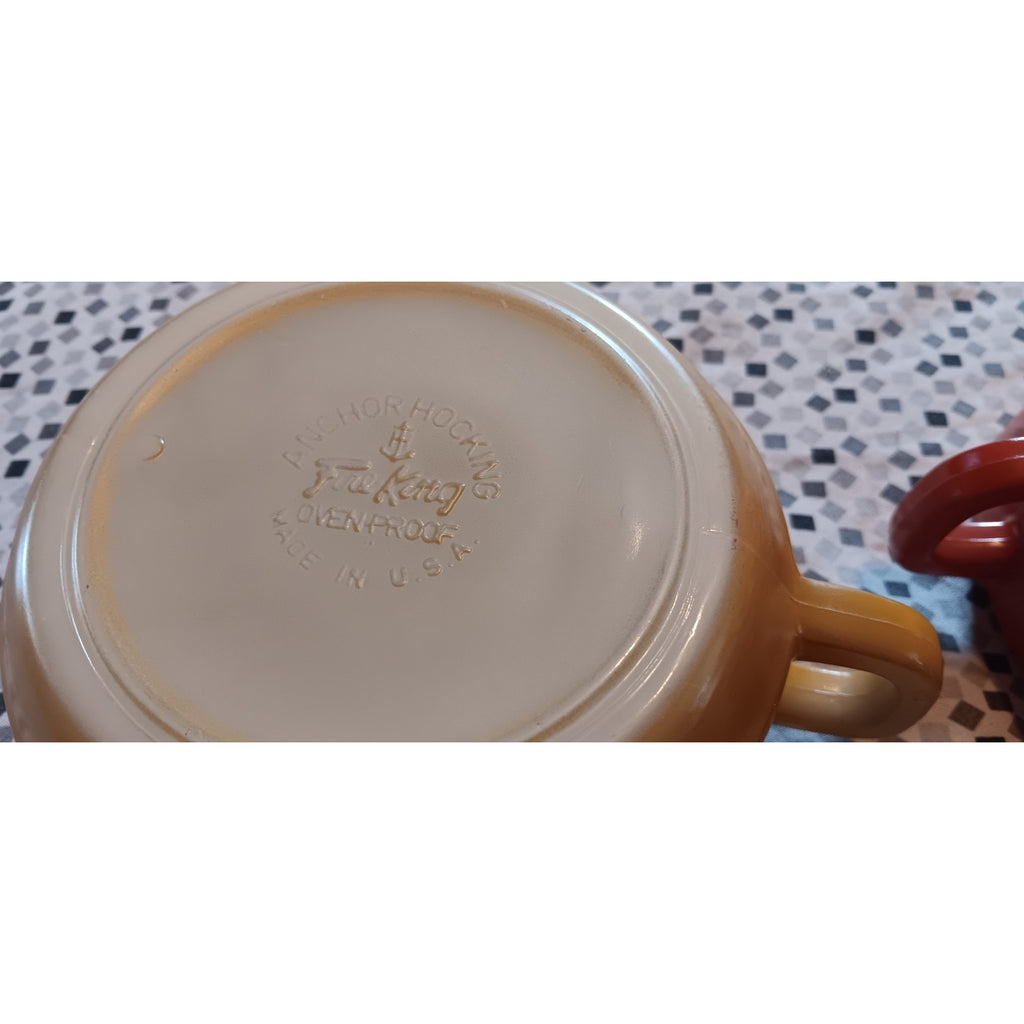 Vintage Fire King Orange And Yellow Soup Bowls 50s Vintage