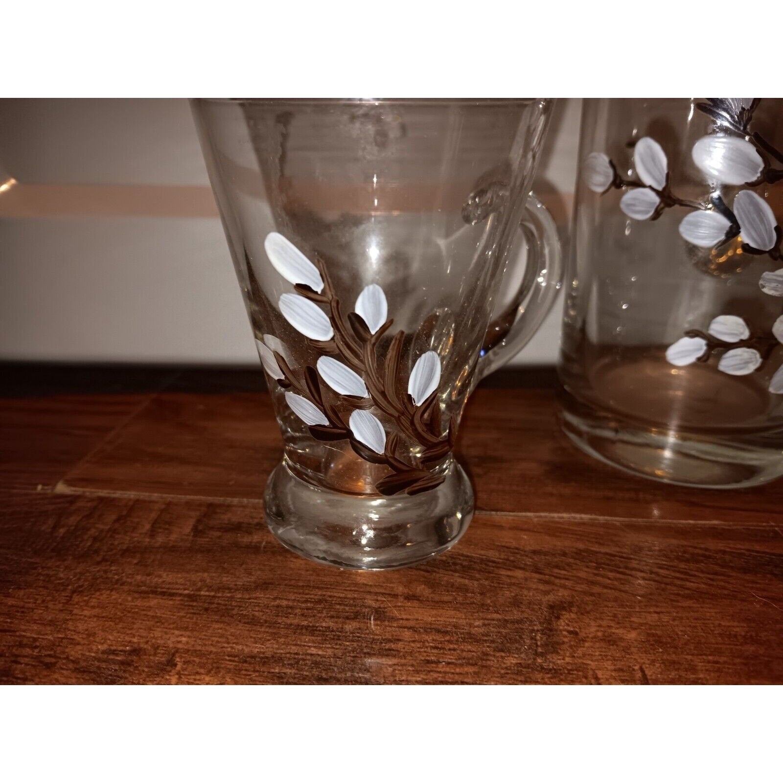 Handpainted Pitcher And 2 Cups No Chips In Great Condition Nice Little Set