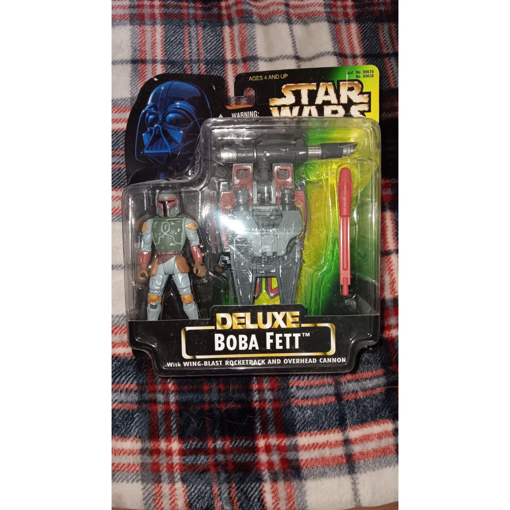 1996 Hasbro Kenner Star Wars Deluxe Boba Fett w/ Wing-Blast Rocketpack & Cannon