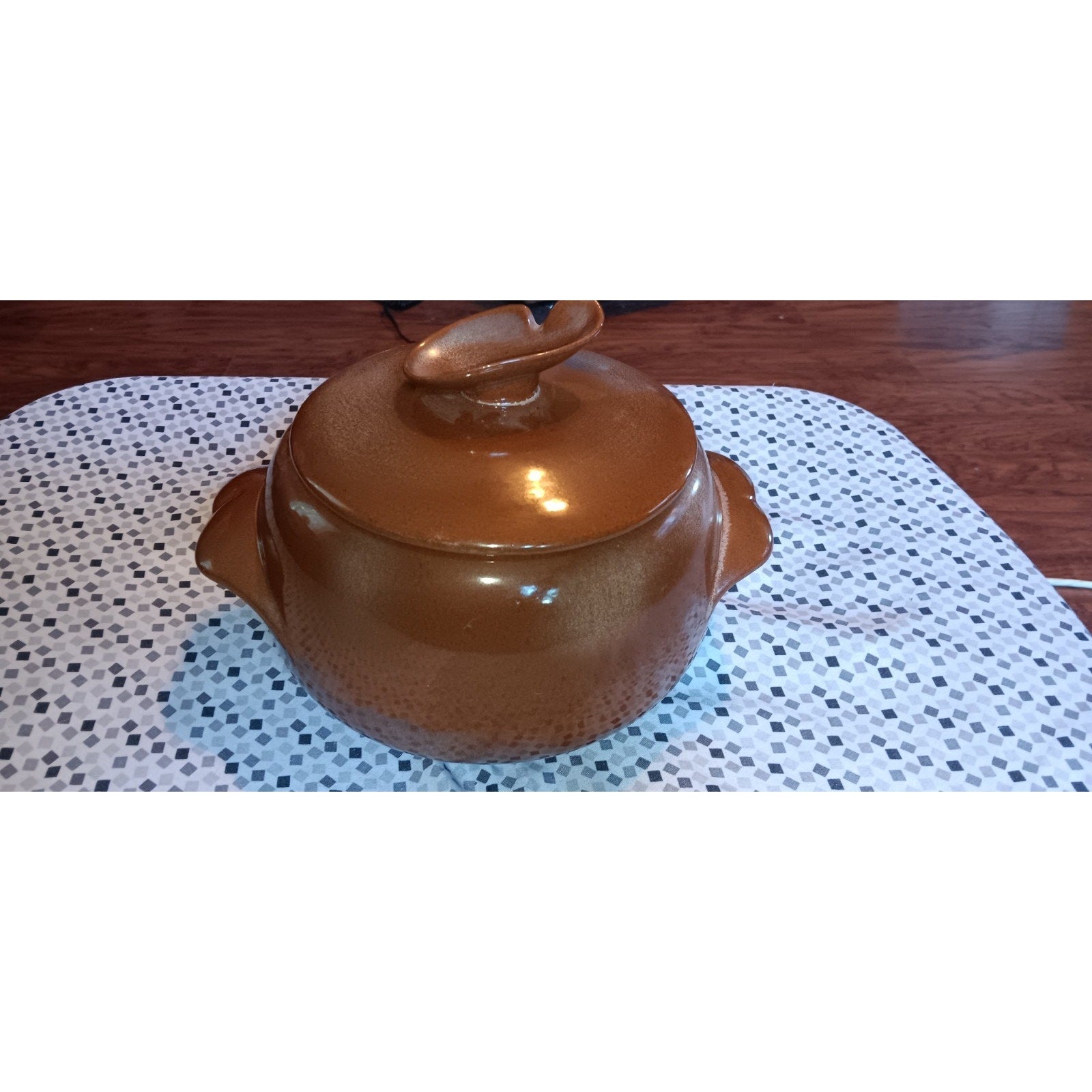 Vintage Frankoma Pottery Bean Pot With lid # 4W Plainsman Brown Casserole