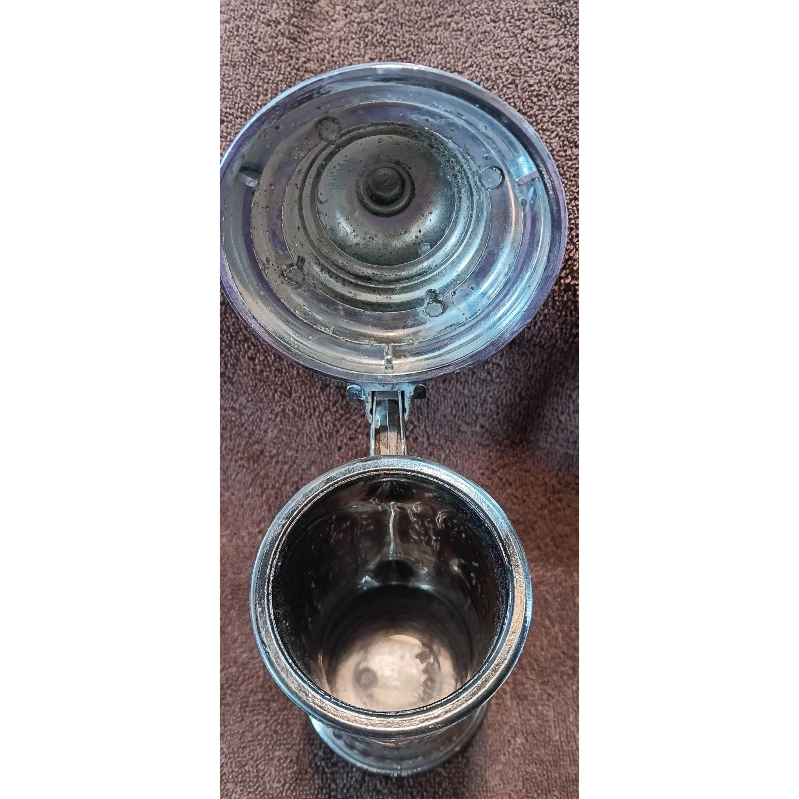 Nova Glass Stein Lidded German Scenery 7" Nice Condition Rare
