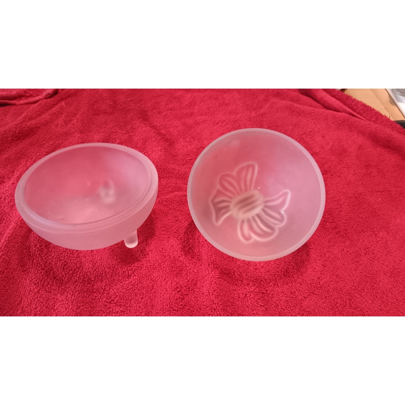 Vintage Pink Satin Glass Trinket Dish Bow On Lid 4” Translucent Dish