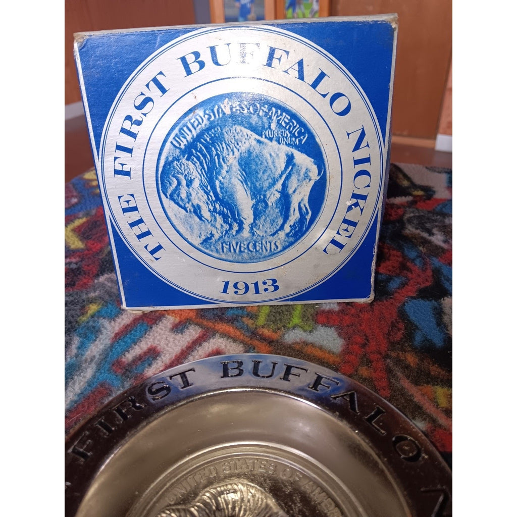 VTG AVON The First Buffalo Nickel 1913 USA Clint Soap & Metal Dish For Men 5"