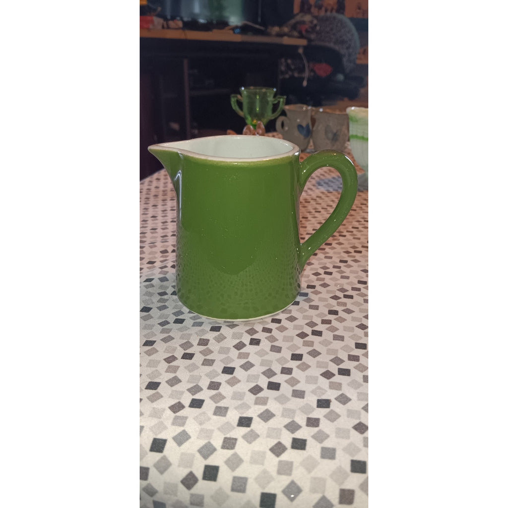 Vintage Creamer 1960's Hull Creamer Retro Avocado Green Glazed Pottery Pitcher