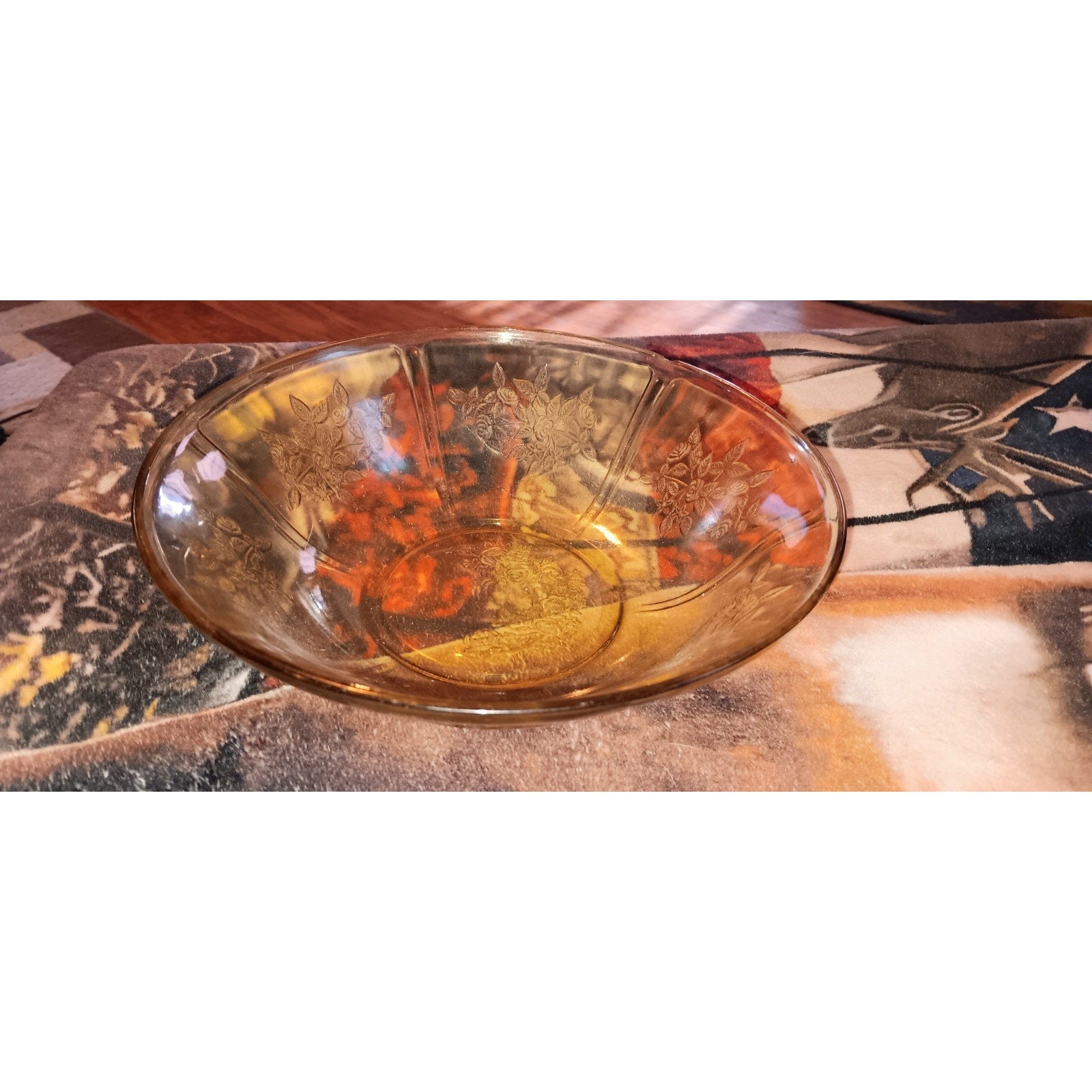 Amber Depression Glass Sharon Large Berry Bowl