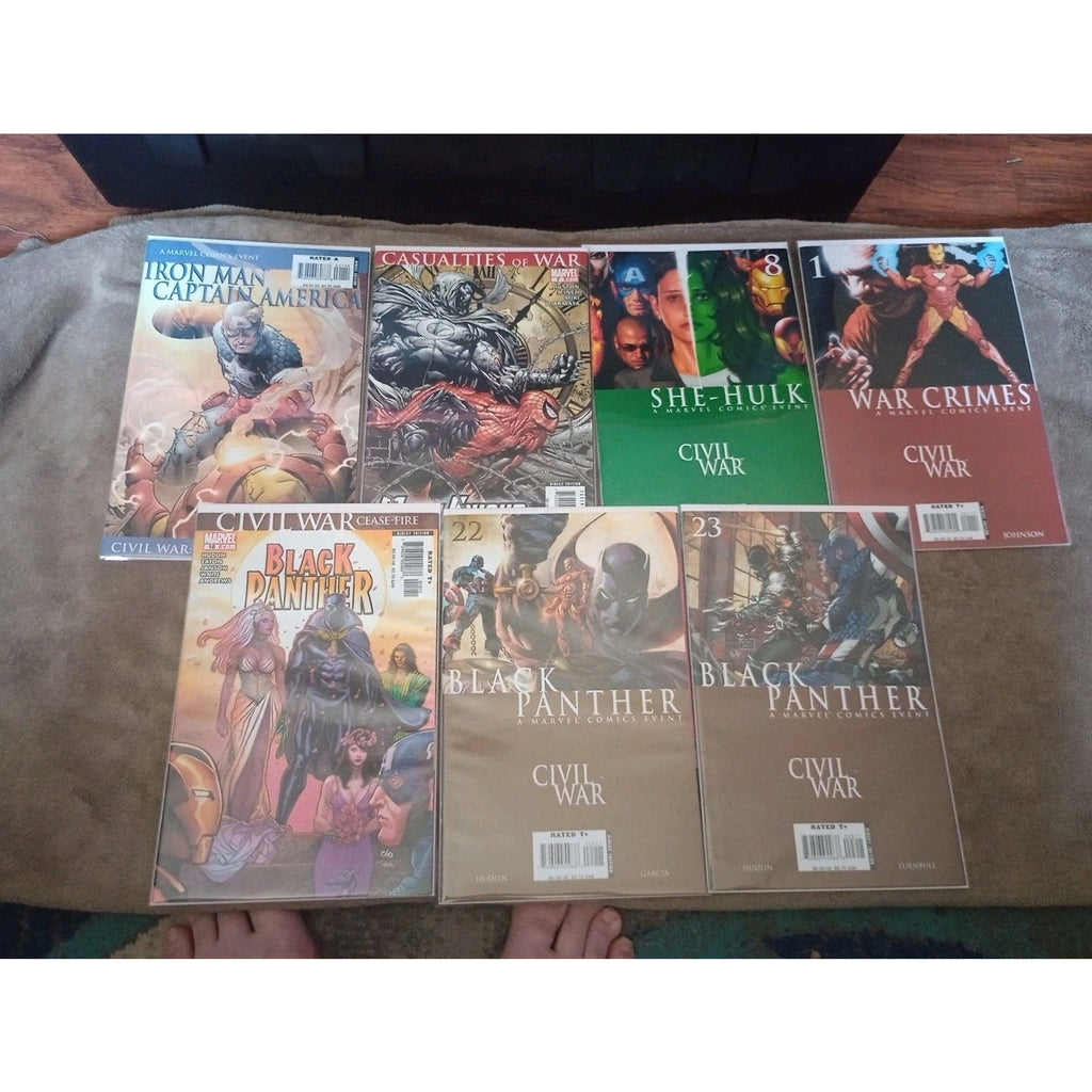 Marvel Civil War Lot Of 7 Comics She Hulk Iron Man Captain America Black Panther