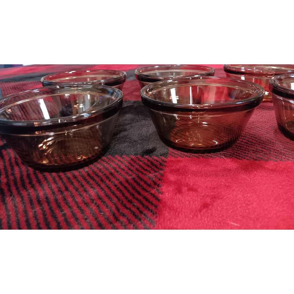 Custard Cup 463 Vtg Set of 8 Custard Ramekin Cups 6oz Amber Smoky Brown