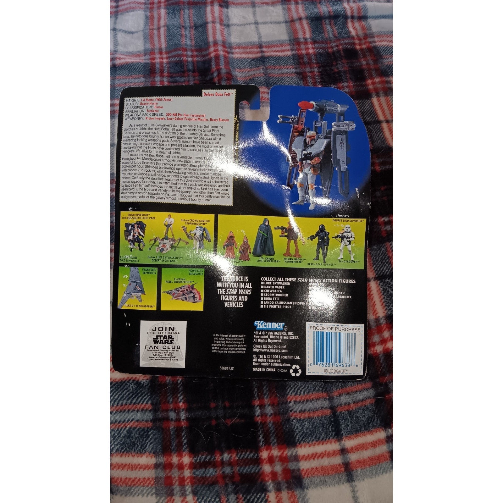 1996 Hasbro Kenner Star Wars Deluxe Boba Fett w/ Wing-Blast Rocketpack & Cannon