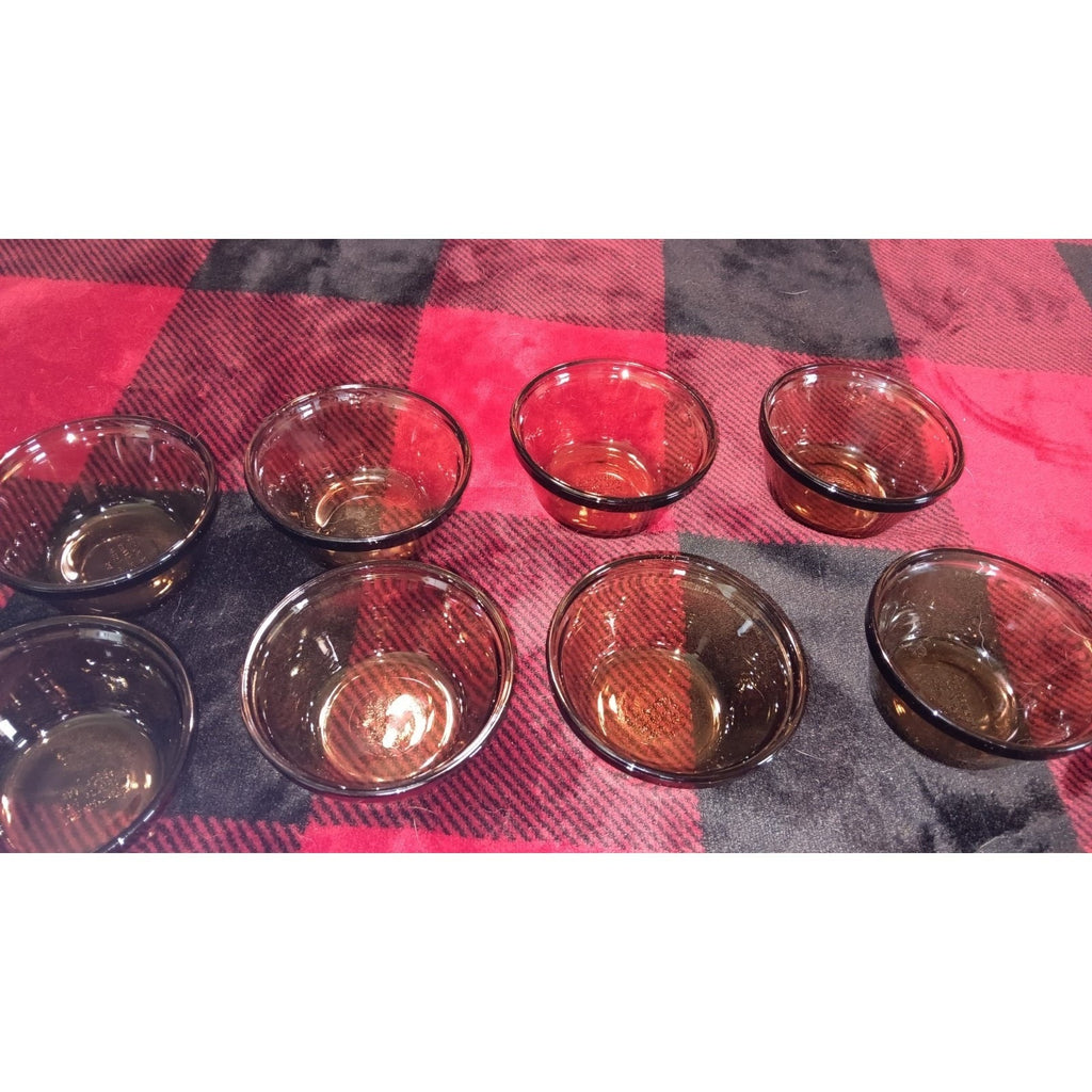 Custard Cup 463 Vtg Set of 8 Custard Ramekin Cups 6oz Amber Smoky Brown