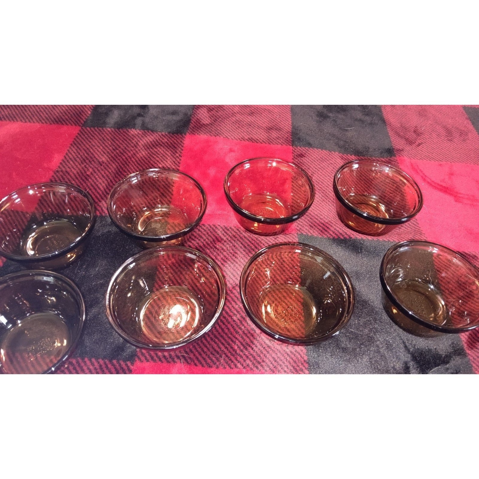 Custard Cup 463 Vtg Set of 8 Custard Ramekin Cups 6oz Amber Smoky Brown