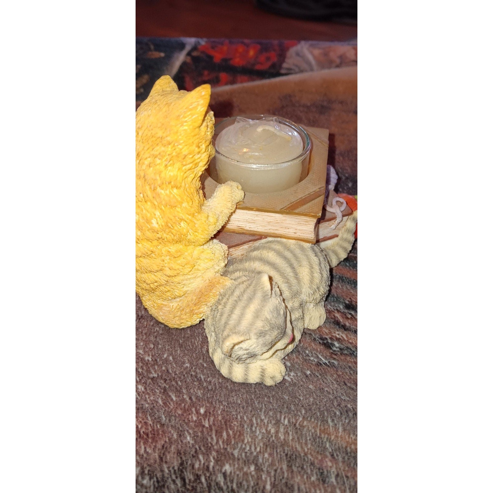 Westland Giftware Kittens Books Yarn Tea Light Votive Vintage Candle Holder Cat