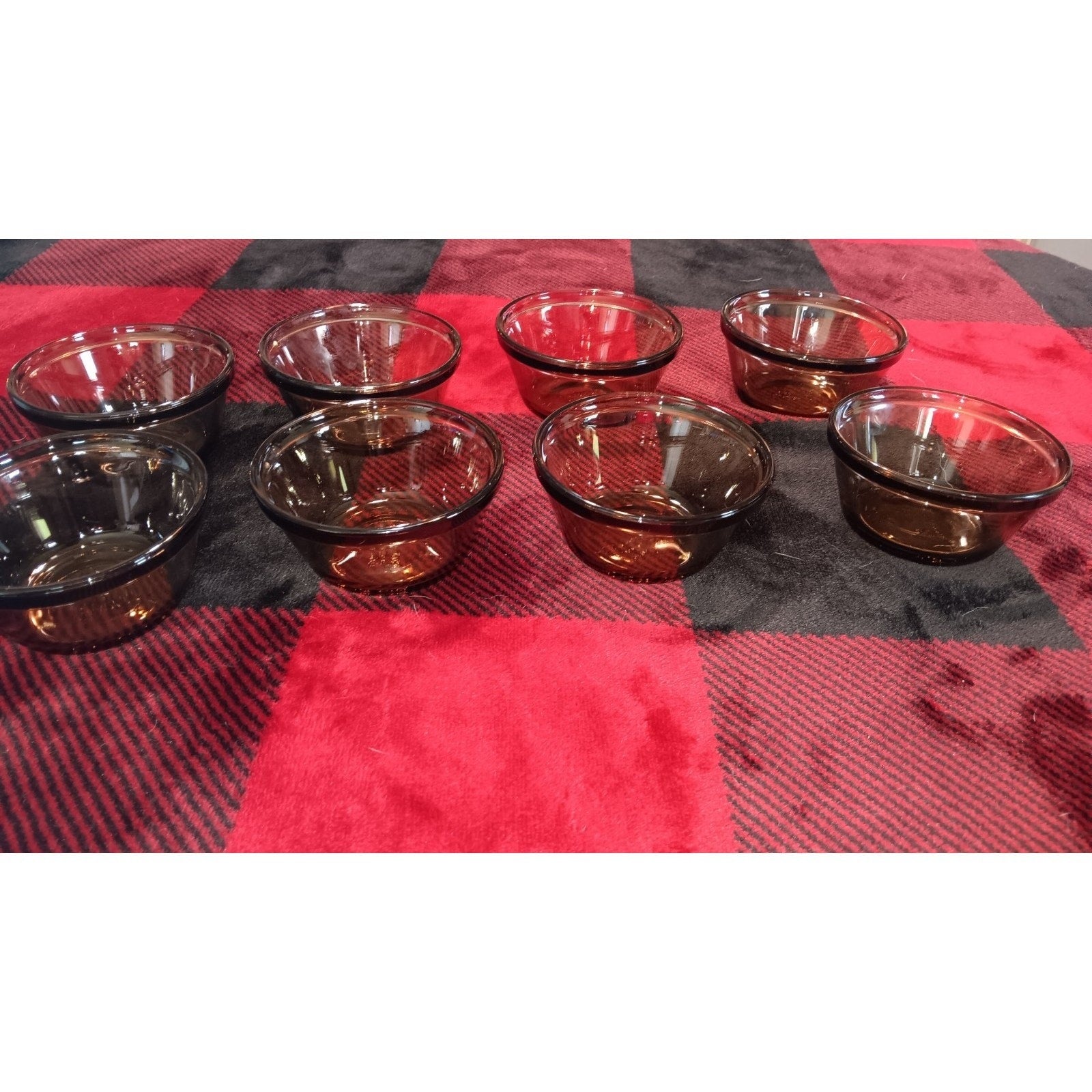 Custard Cup 463 Vtg Set of 8 Custard Ramekin Cups 6oz Amber Smoky Brown