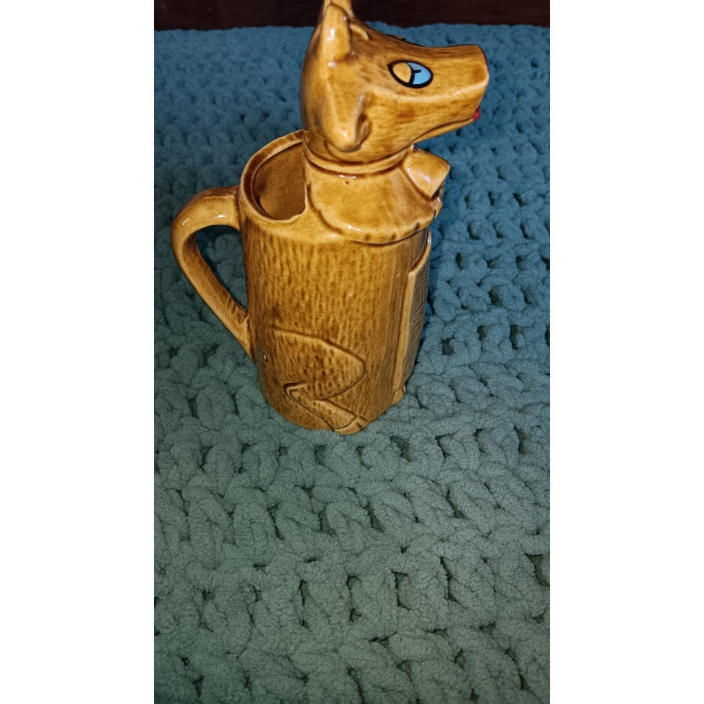 Vintage Collectible Ceramic Brown Cow Creamer I’ll Give You Cream Blue Eyes