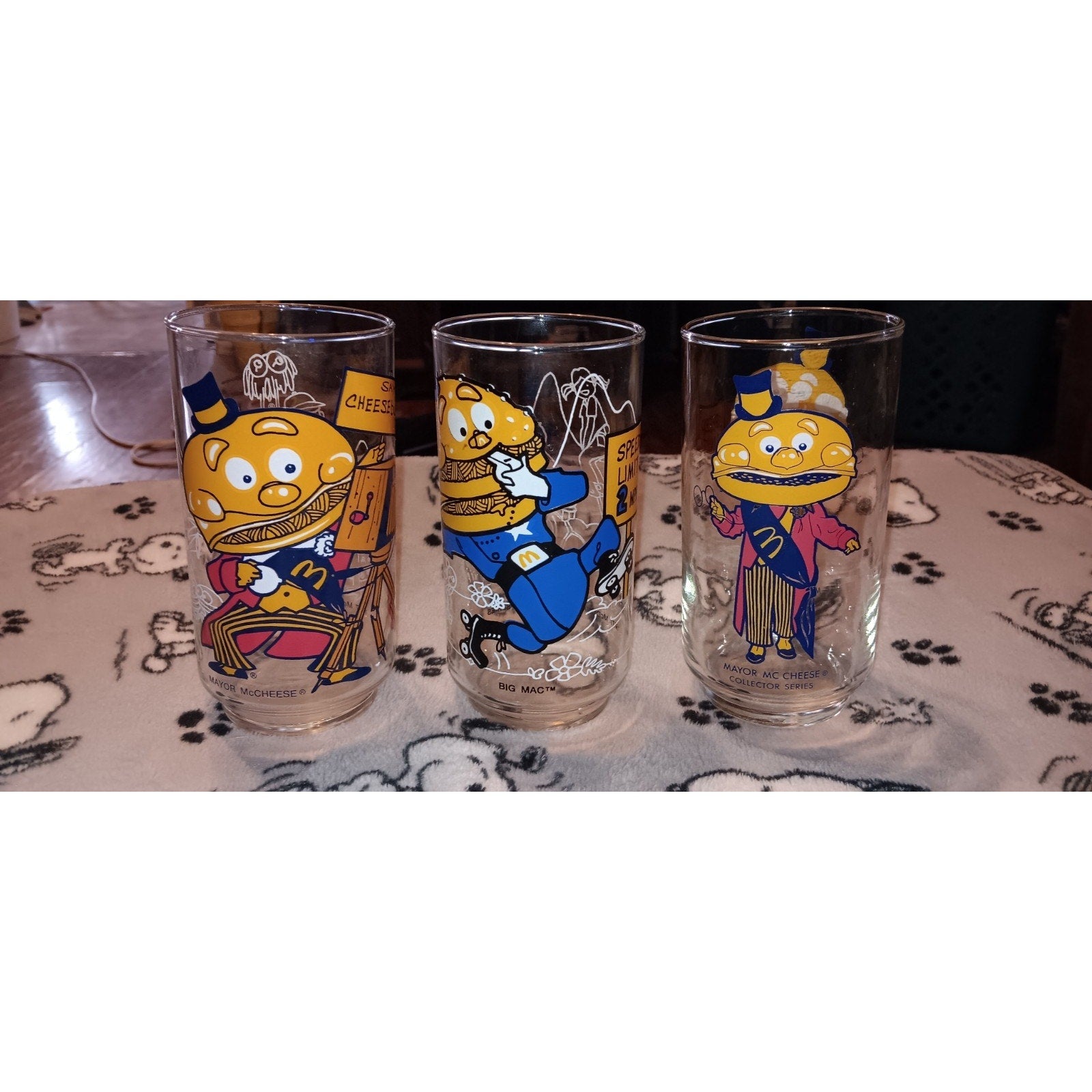 Lot Of 3 McDonald's Mayor McCheese 1977 McDonaldland Action Series Glasses