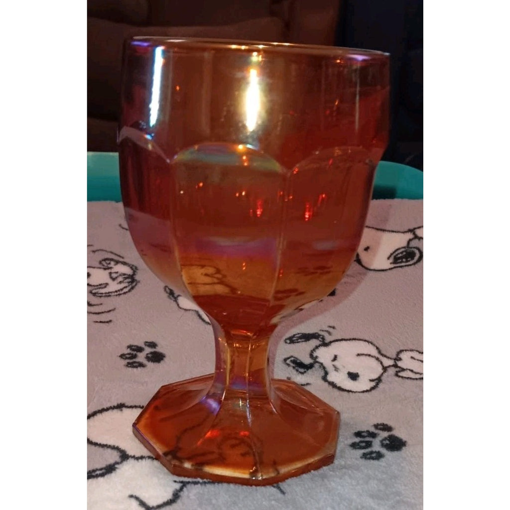 IMPERIAL Carnival Glass 5 1/2" Colonial Iridescent Marigold Goblet