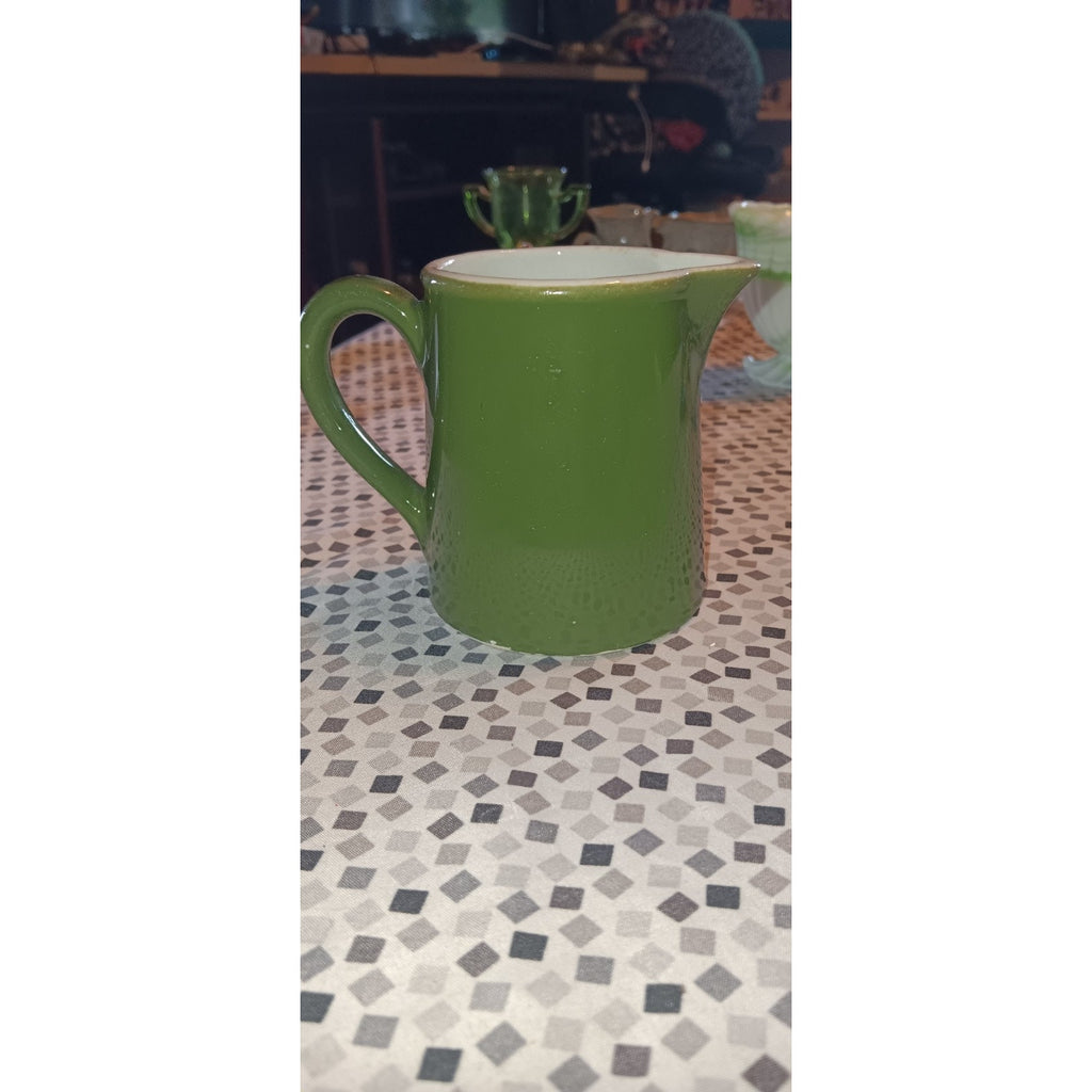 Vintage Creamer 1960's Hull Creamer Retro Avocado Green Glazed Pottery Pitcher
