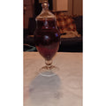 Vintage Red Empoli Italy Glass Apothecary Candy Dish Circus Tent Jar Lid 8.5”