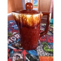 Brown Drip Glaze Teapot Coffee Pot Set Japan Drip Glaze Pottery 6"H Vintage