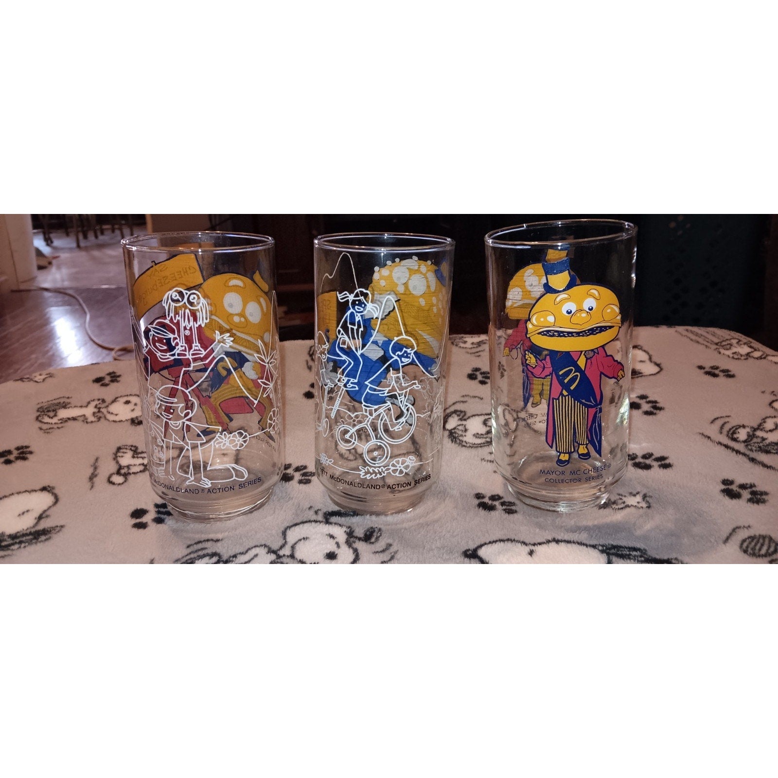 Lot Of 3 McDonald's Mayor McCheese 1977 McDonaldland Action Series Glasses