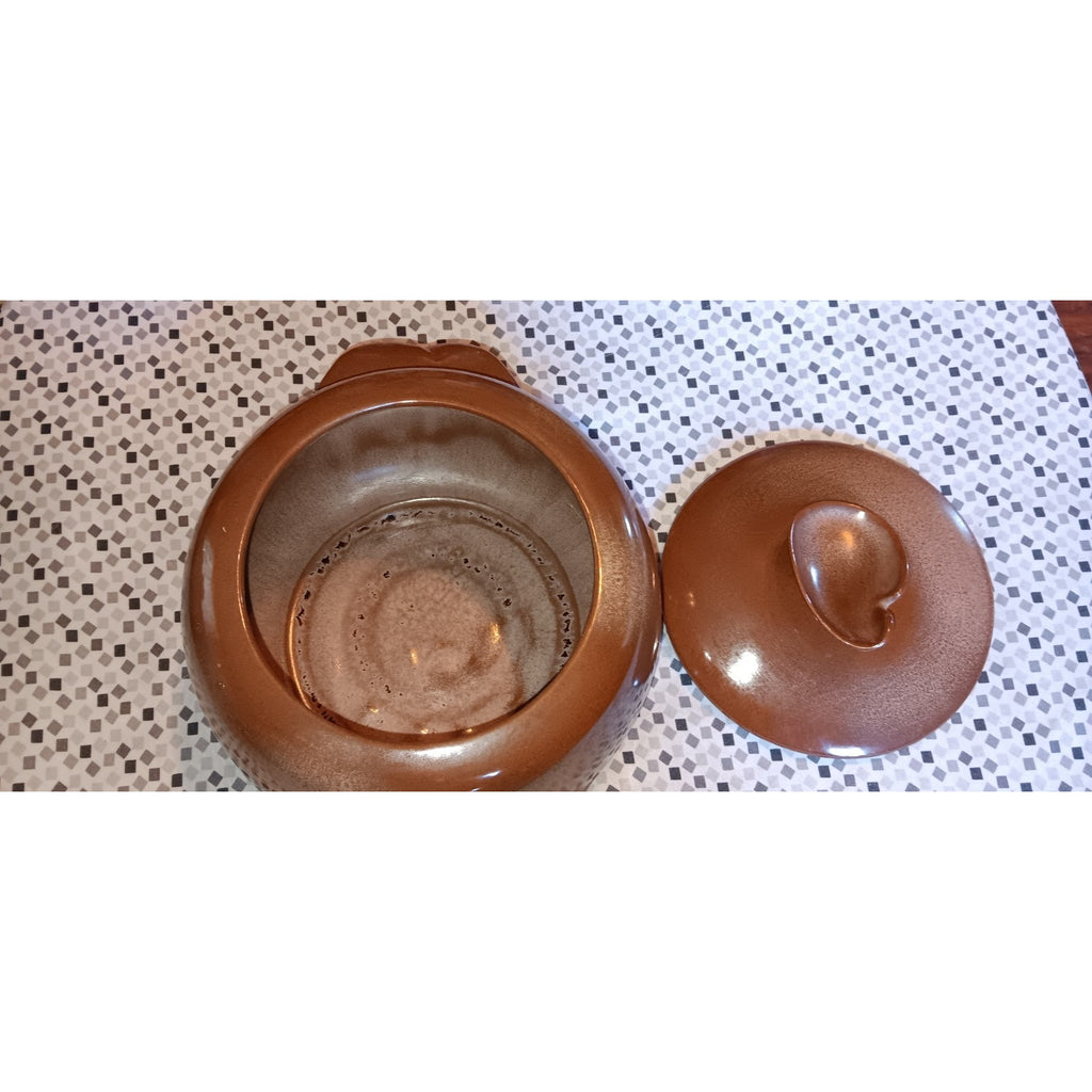 Vintage Frankoma Pottery Bean Pot With lid # 4W Plainsman Brown Casserole