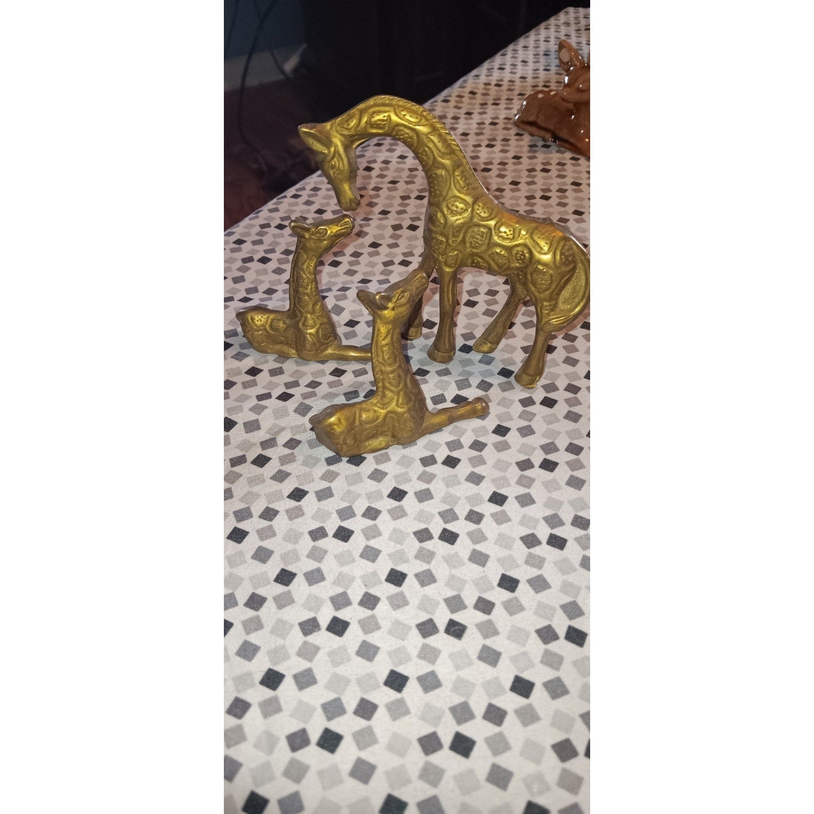 Miniature Brass Giraffe Figurines, Mother and Baby Statues