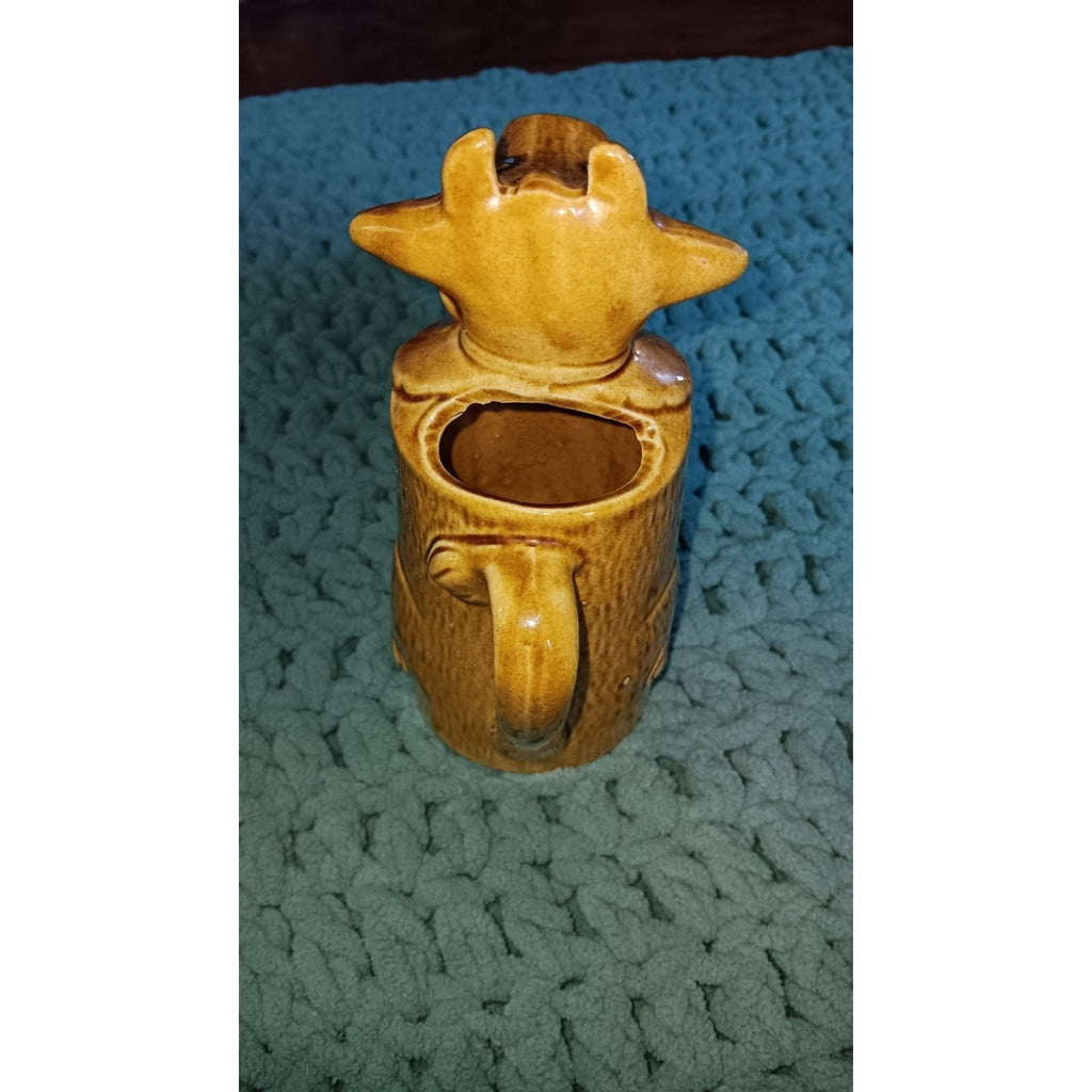 Vintage Collectible Ceramic Brown Cow Creamer I’ll Give You Cream Blue Eyes