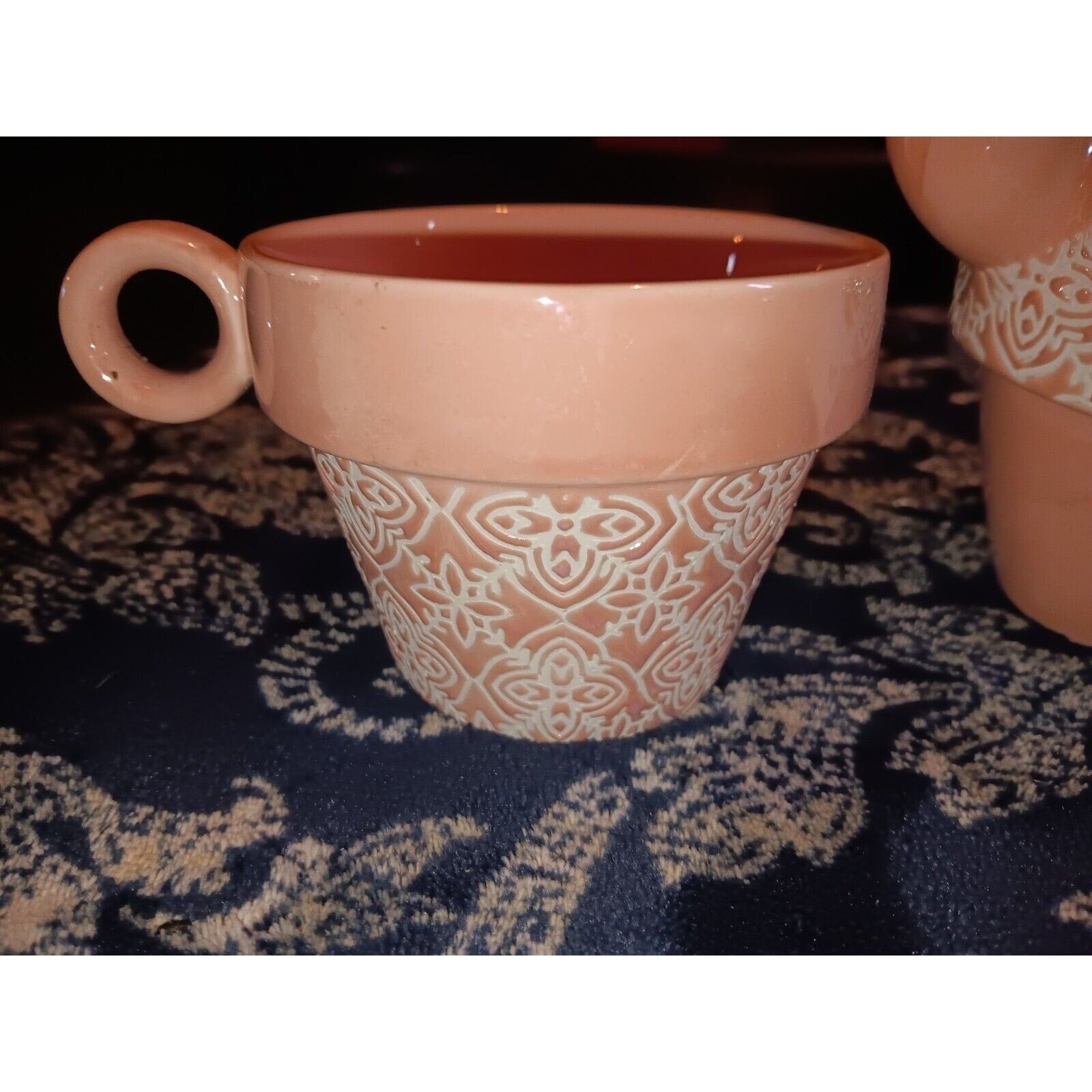 Pinky Up ~ Tea for Two Set in Pink and White Teapot Mugs Ceramic