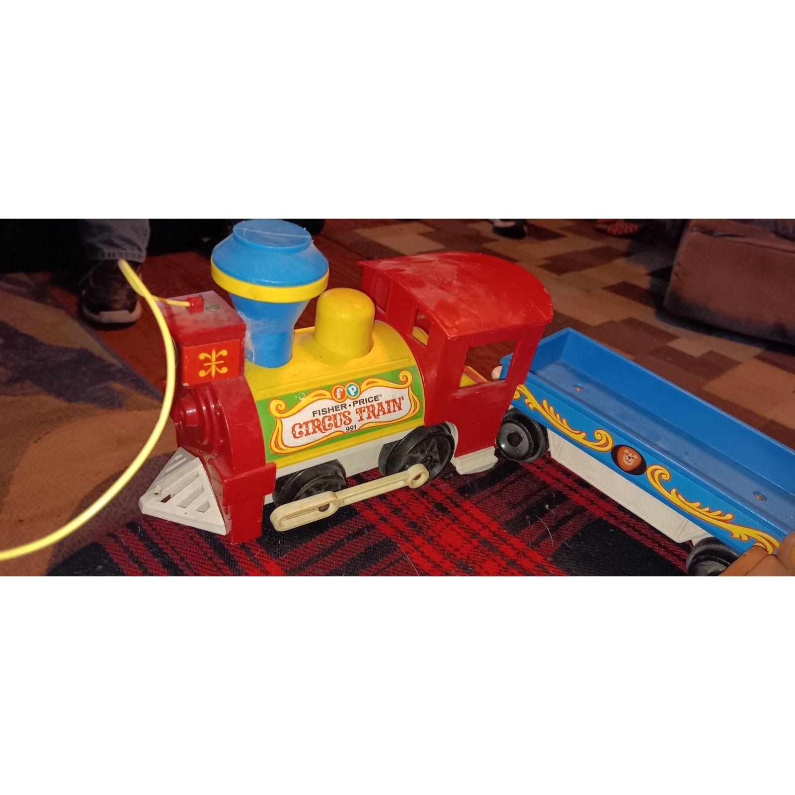 Vintage 1973 Fisher Price Circus Train w/ Working Horn Plus Animals And People