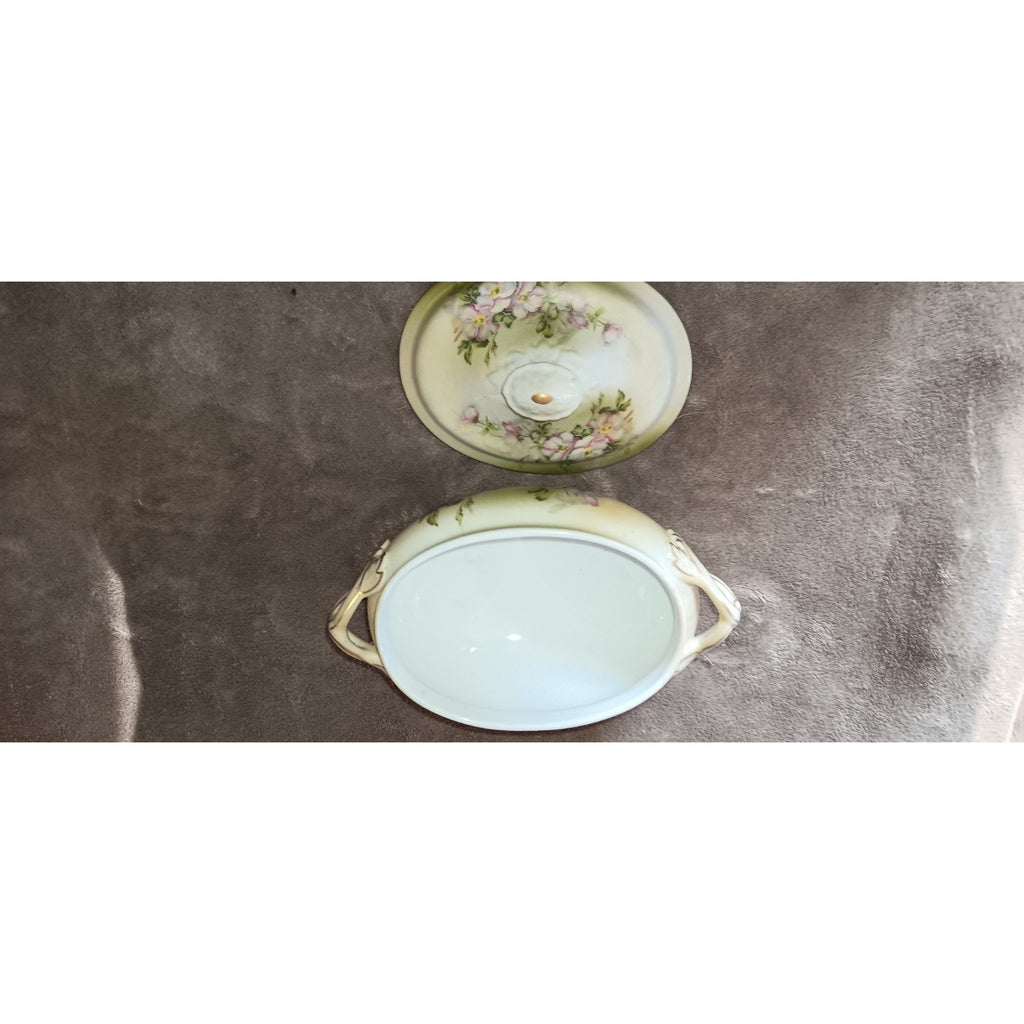 Gorgeous Antique Hand Painted Nippon Porcelain BOWL w/ LID Floral Tureen