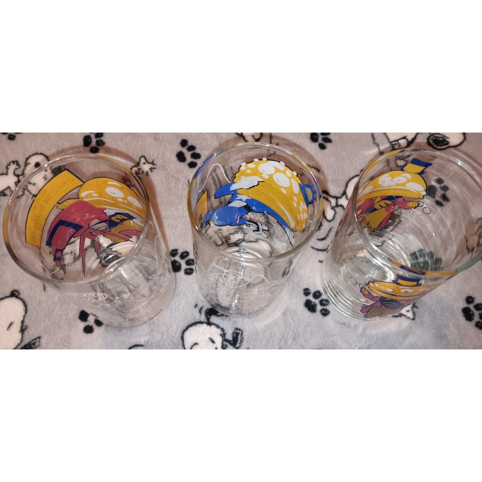 Lot Of 3 McDonald's Mayor McCheese 1977 McDonaldland Action Series Glasses