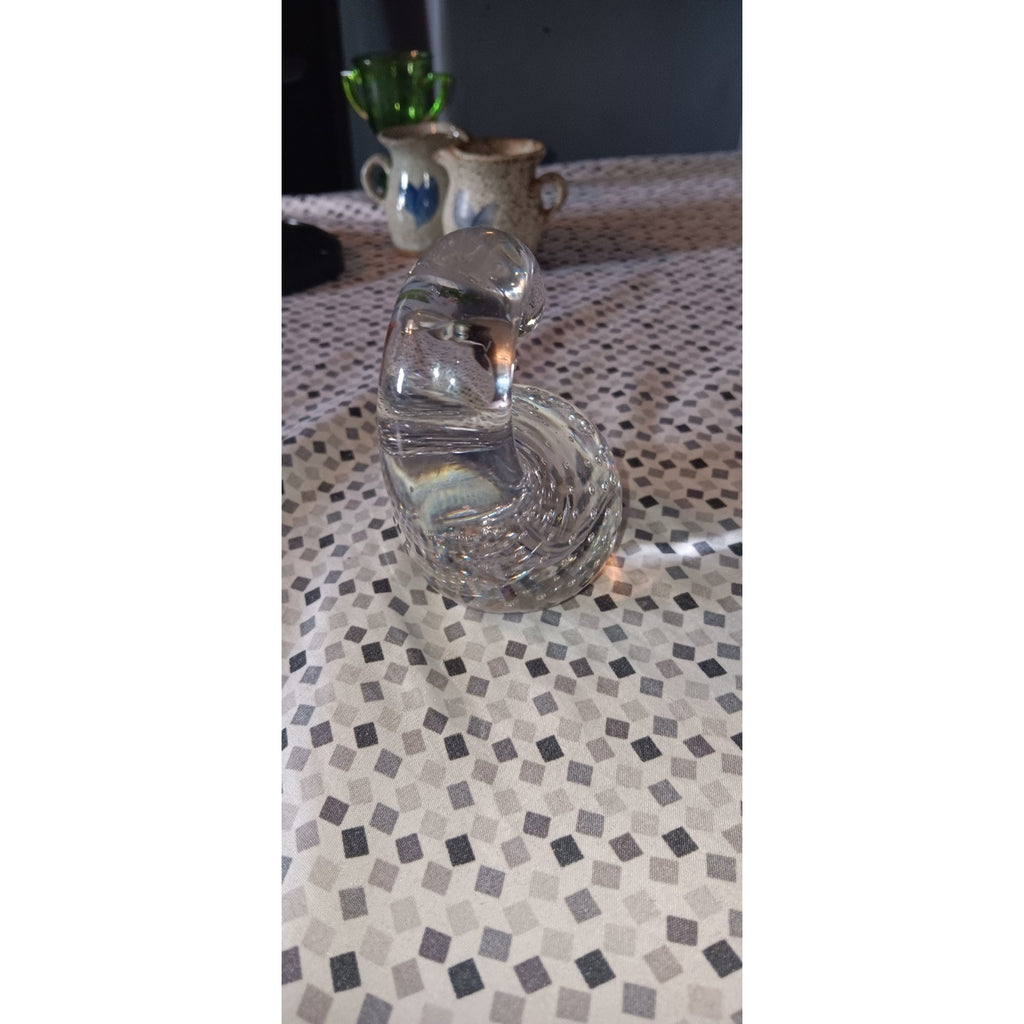 Vtg Art Glass Clear Swan Paperweight Figurine Controlled Bubbles Bullicante 4"