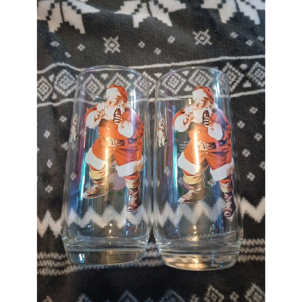 Vintage Coca Cola Santa Christmas Glass, Haddon Sundblom Santa Claus #1 of 3
