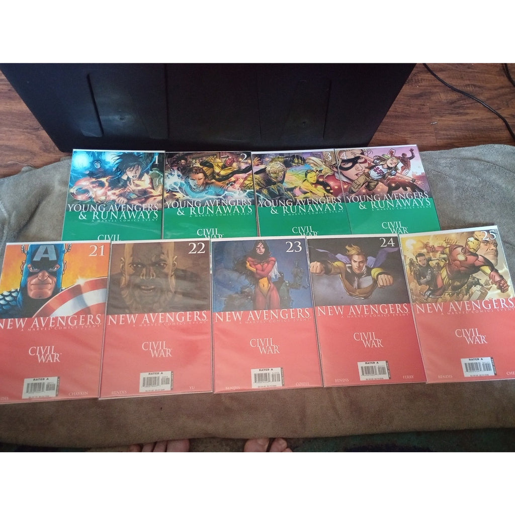 Marvel Comics Civil War Lot Of 9 New Avengers #21-25 Young Avengers/Runaways 1-4