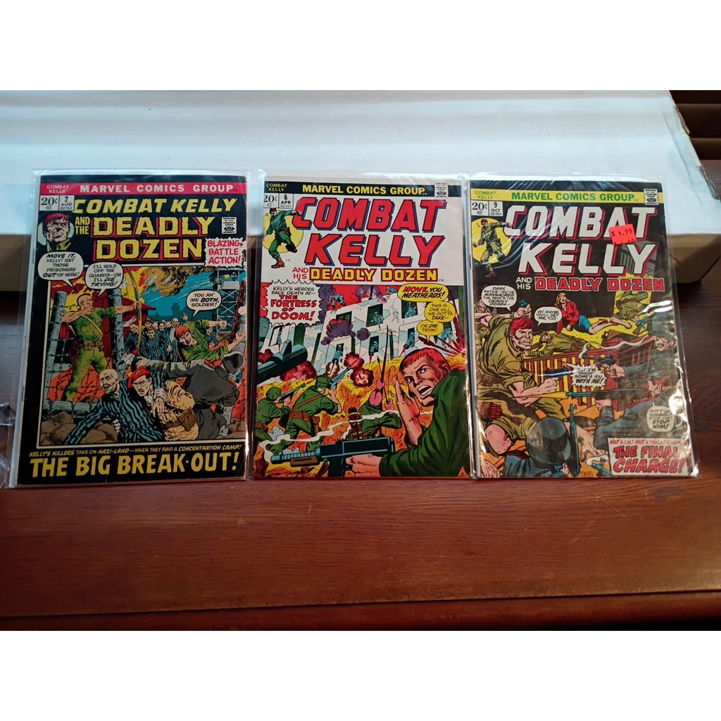 Marvel Comics Combat Kelly and His Deadly Dozen #2,6,9 1973 Final Issue Lot 0f3